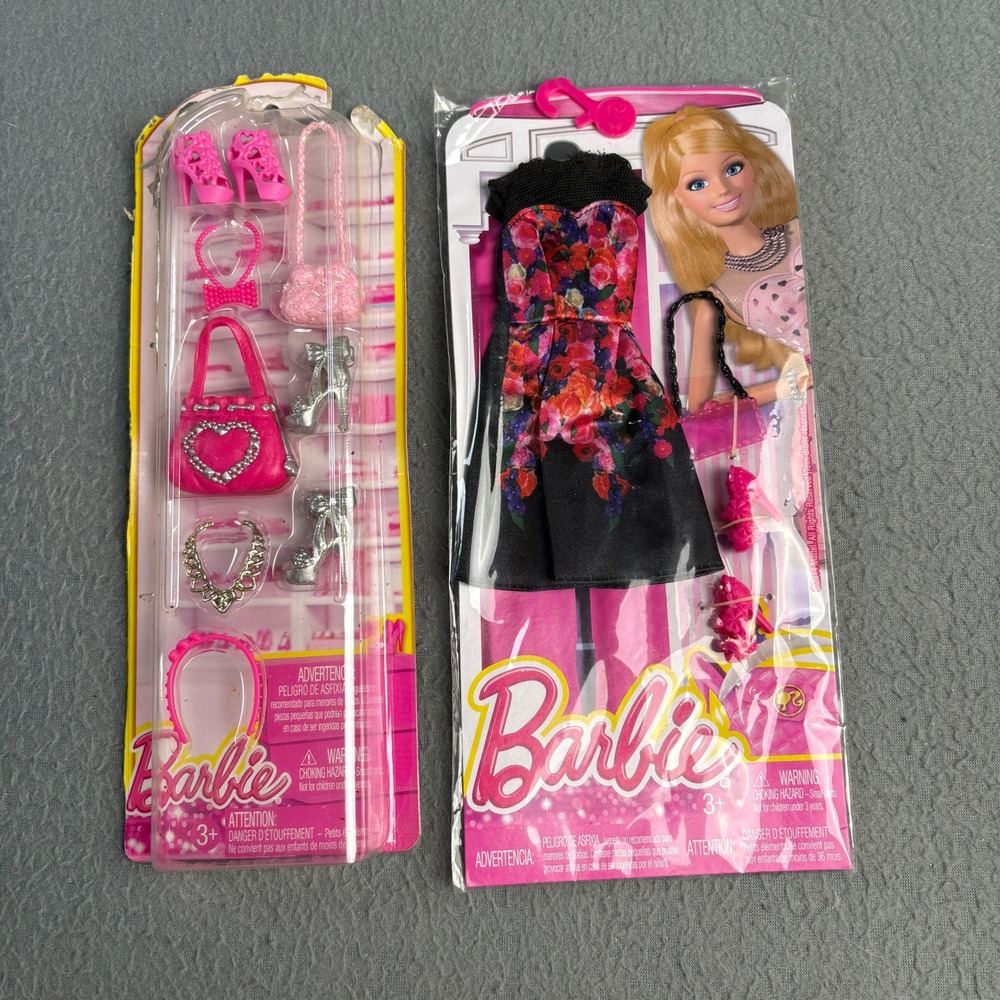 Barbie Fashionistas Accessory Pack & Floral Dress Outfit Lot Mattel BCN43 CFX92